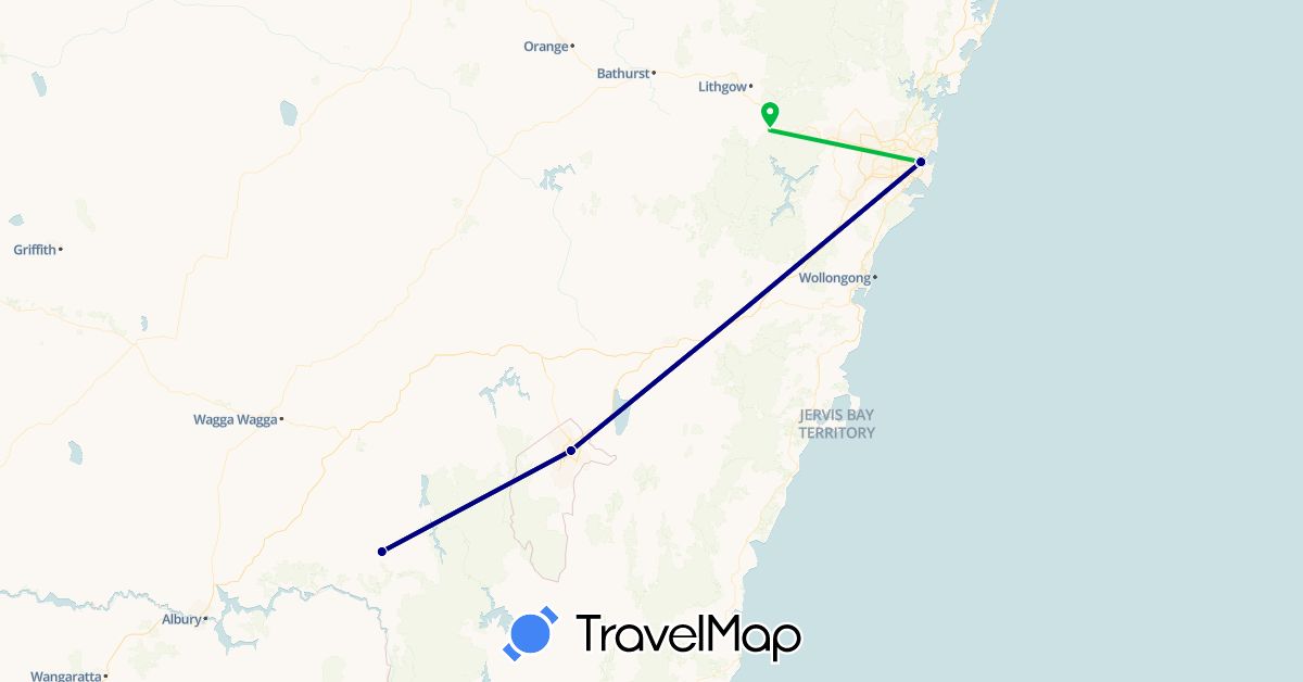 TravelMap itinerary: driving, bus, plane in Australia (Oceania)